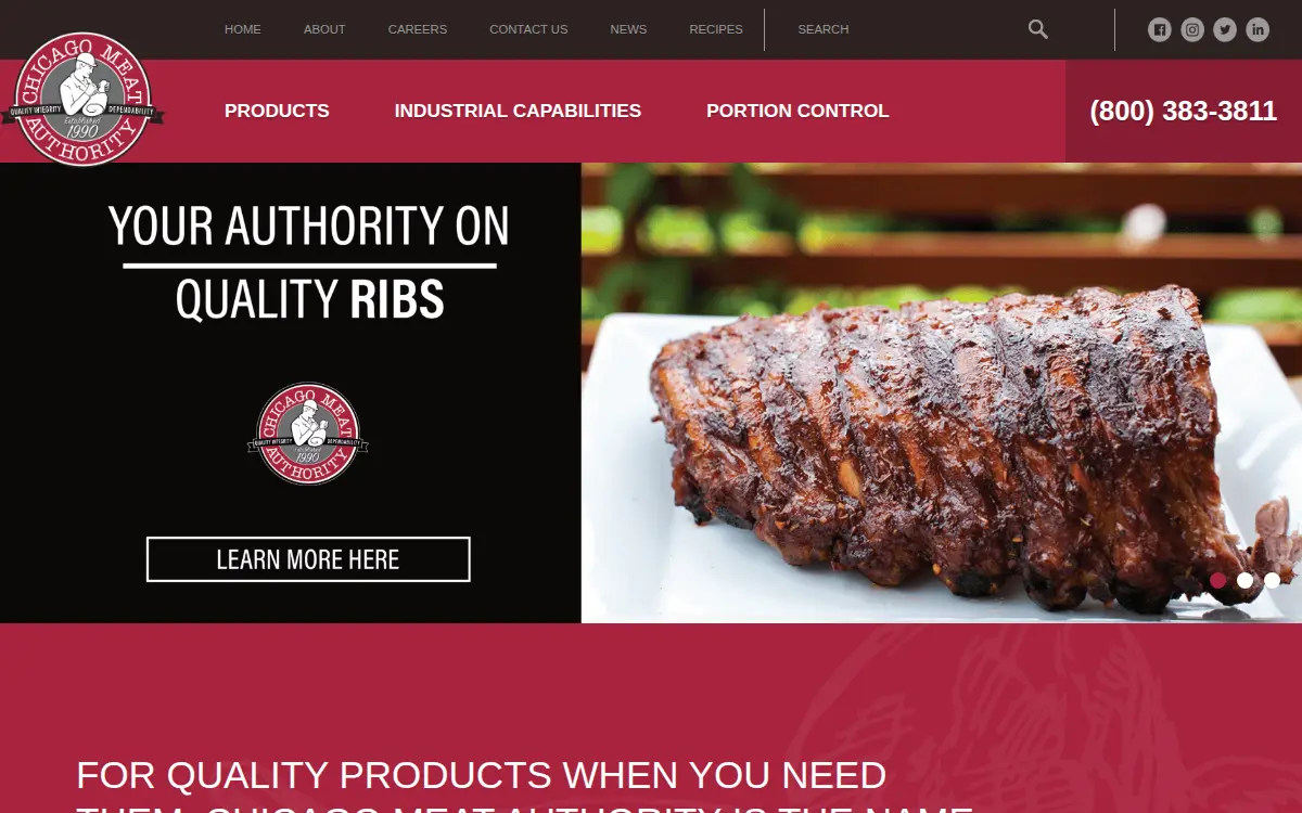 Homepage of Chicago Meat Authority INC