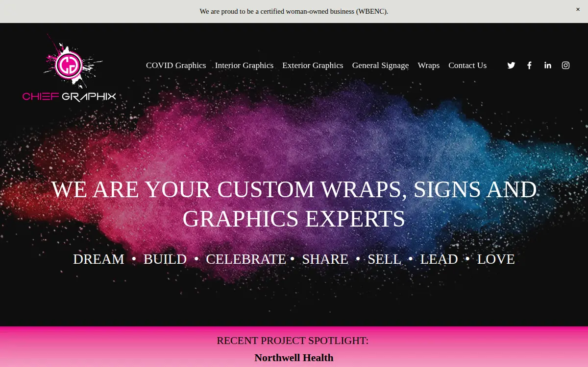 Homepage of Chief Signs, LLC
