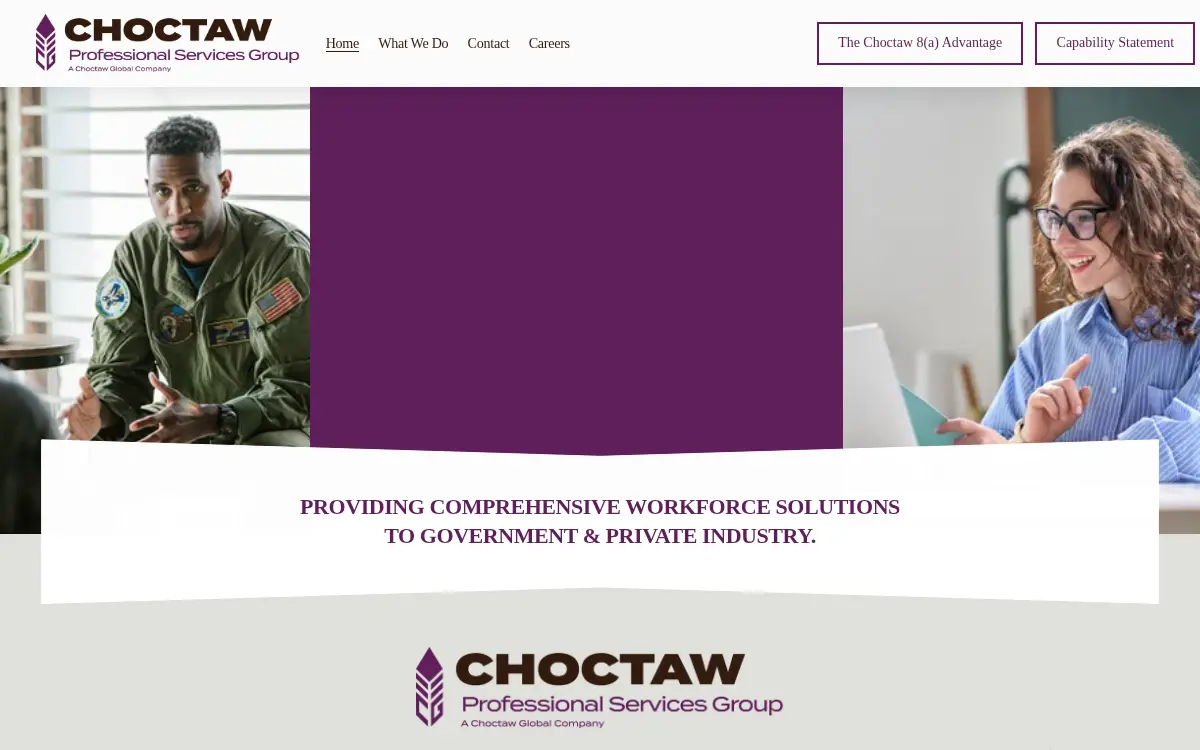 Homepage of Choctaw Defense Munitions, LLC