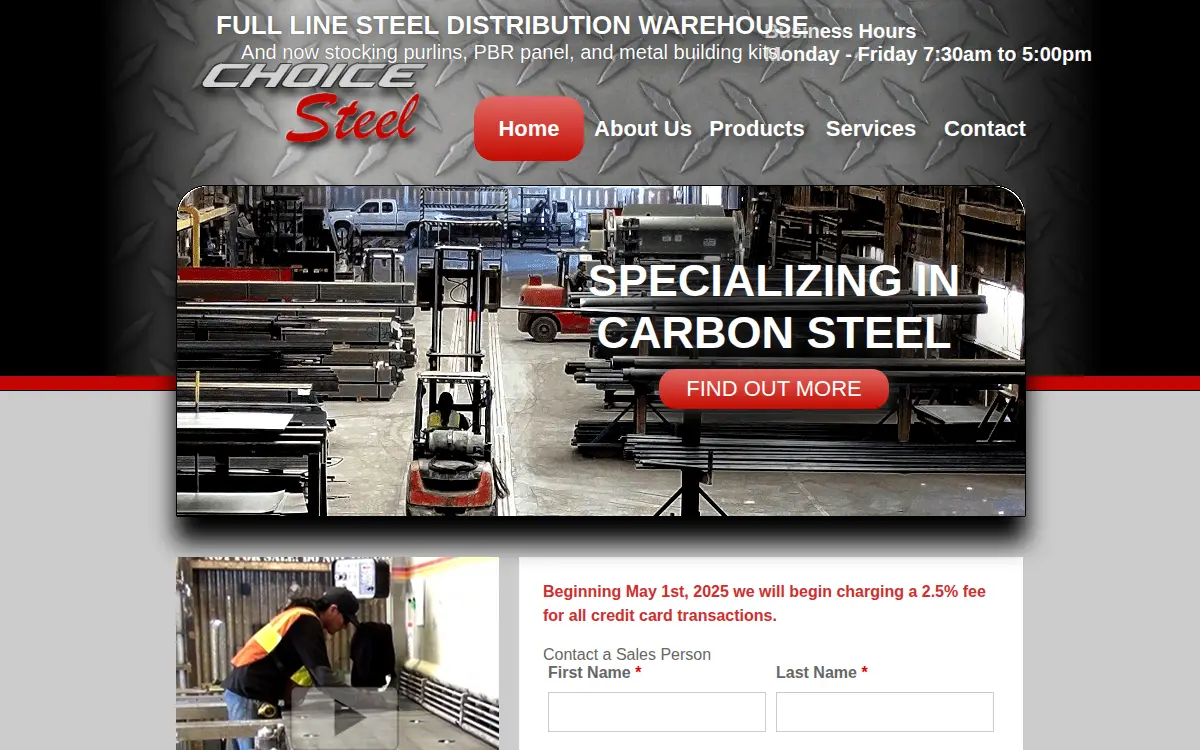 Homepage of Choice Steel CO