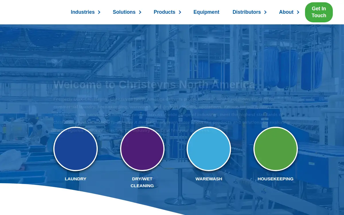 Homepage of Christeyns North America, LLC
