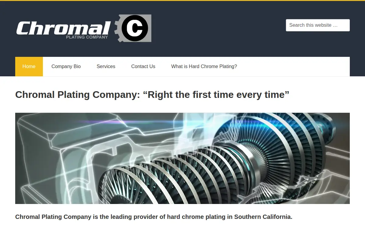 Homepage of Chromal Plating Company