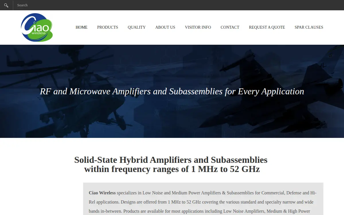 Homepage of Ciao Wireless, INC