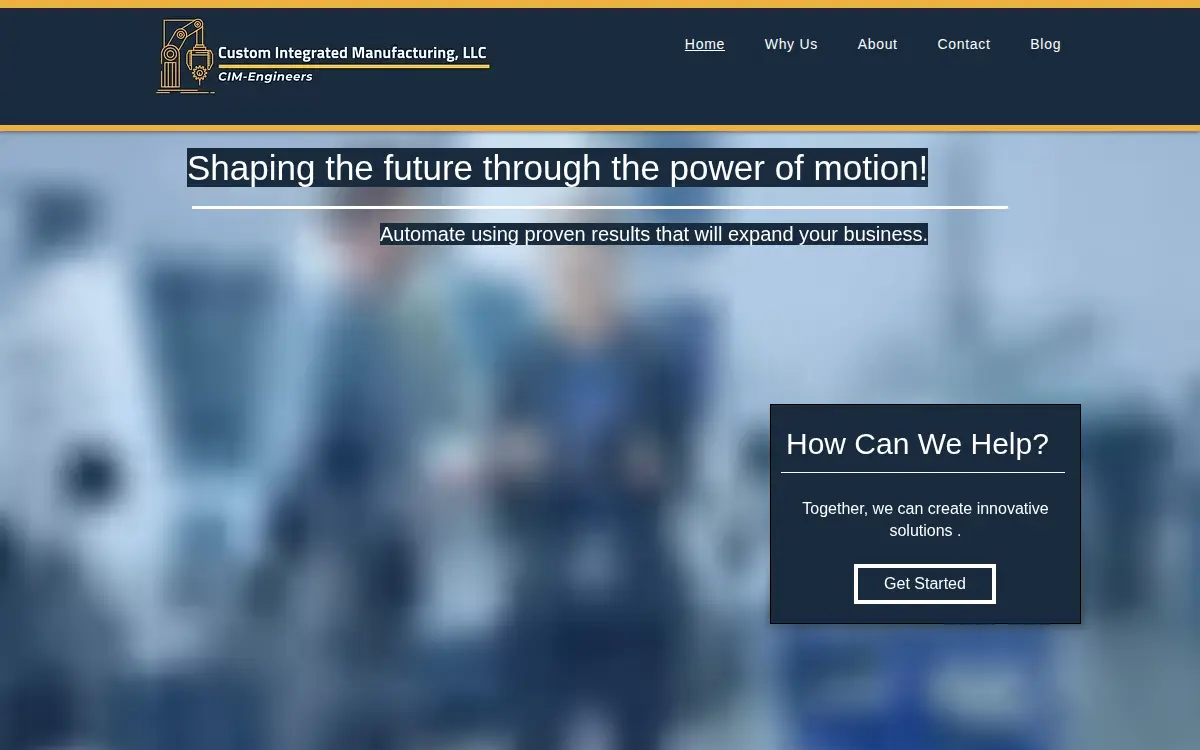 Homepage of Custom Integrated Manufacturing, LLC