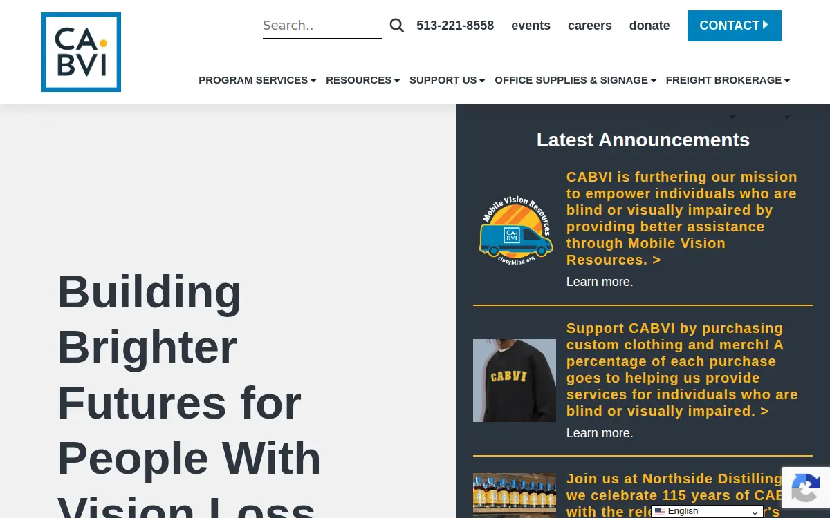 Homepage of The Cincinnati Association for the Blind