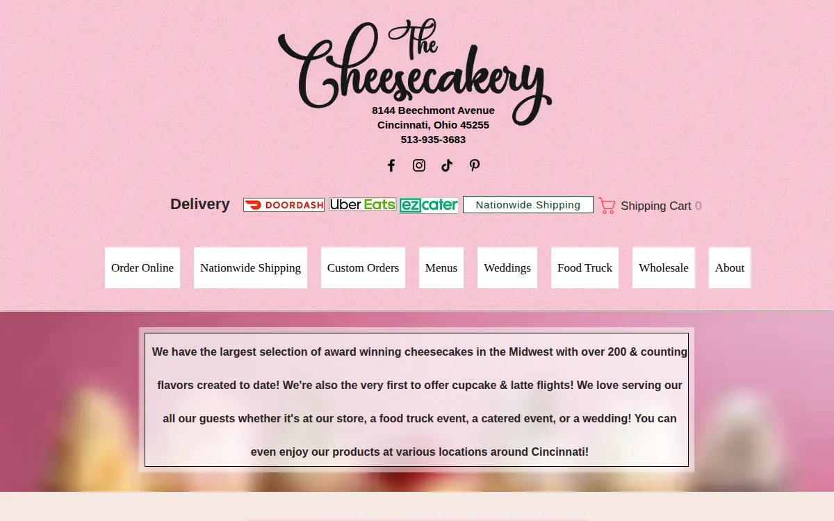 Homepage of Cincy Sweets By Liz LLC