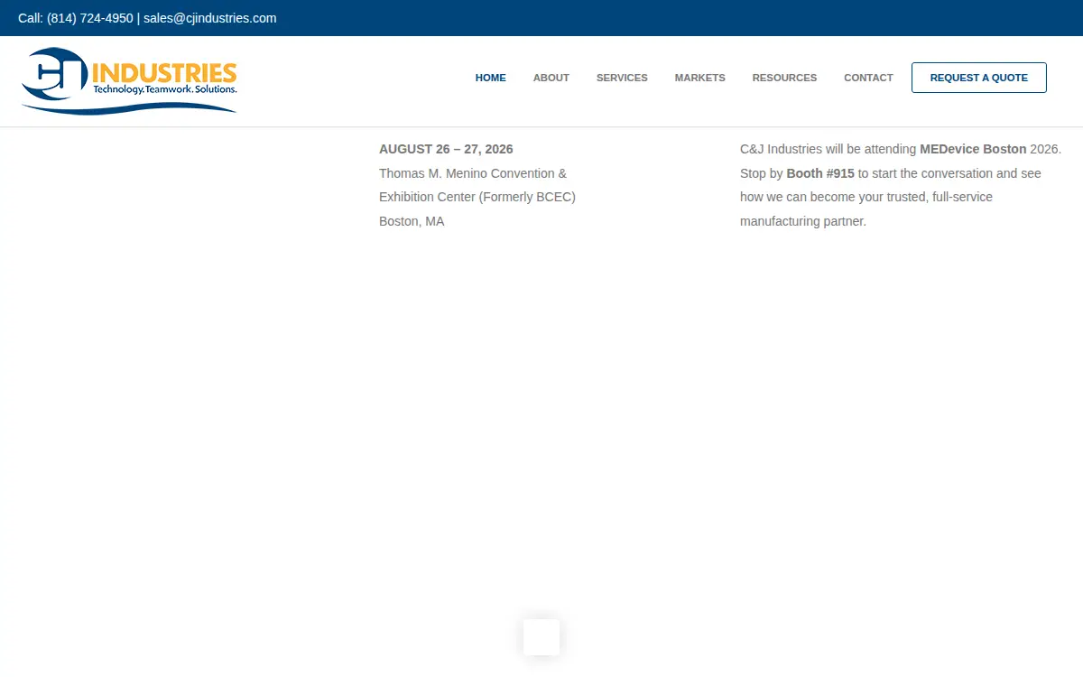 Homepage of C & J Industries INC
