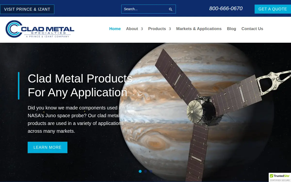 Homepage of Clad Metal Specialties INC