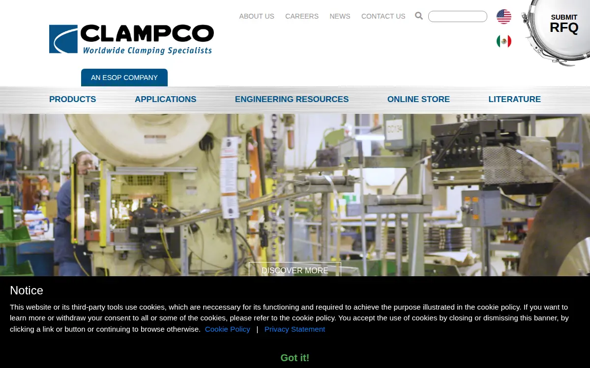 Homepage of Clampco Products, INC.