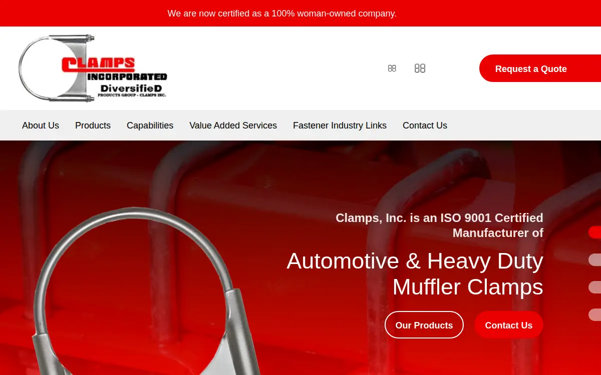 Homepage of Clamps INC