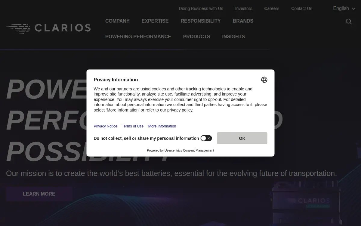 Homepage of Clarios, LLC