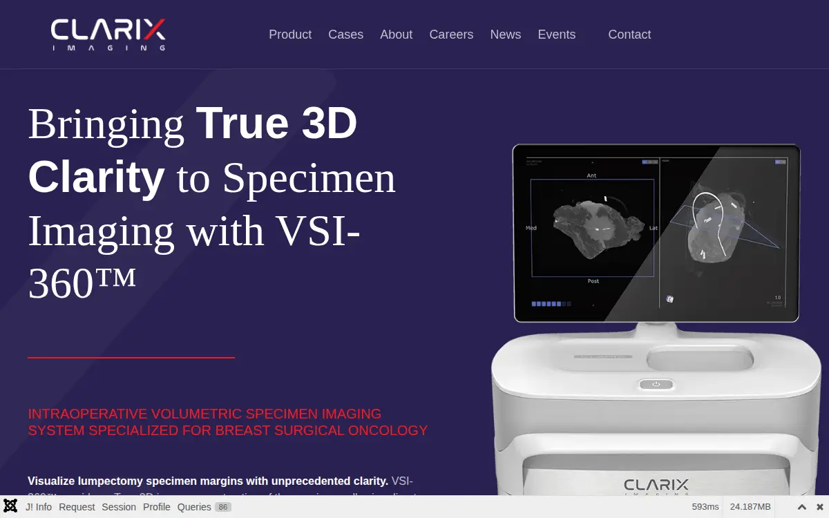Homepage of Clarix Imaging CORP