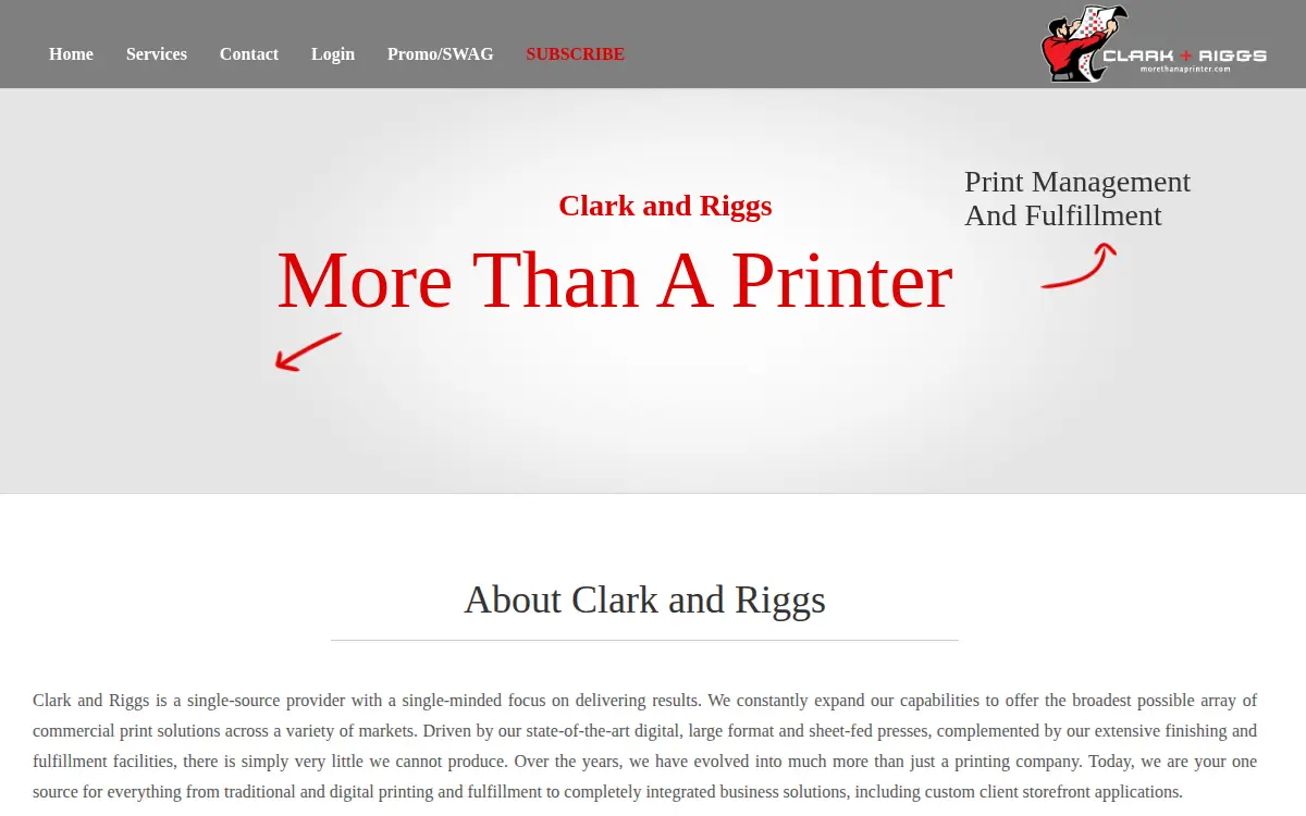 Homepage of Clark & Riggs Printing INC