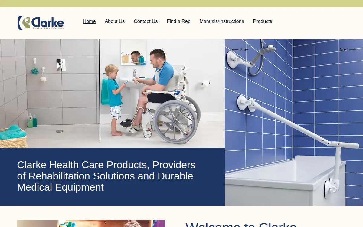 Homepage of Clarke Health Care Products INC