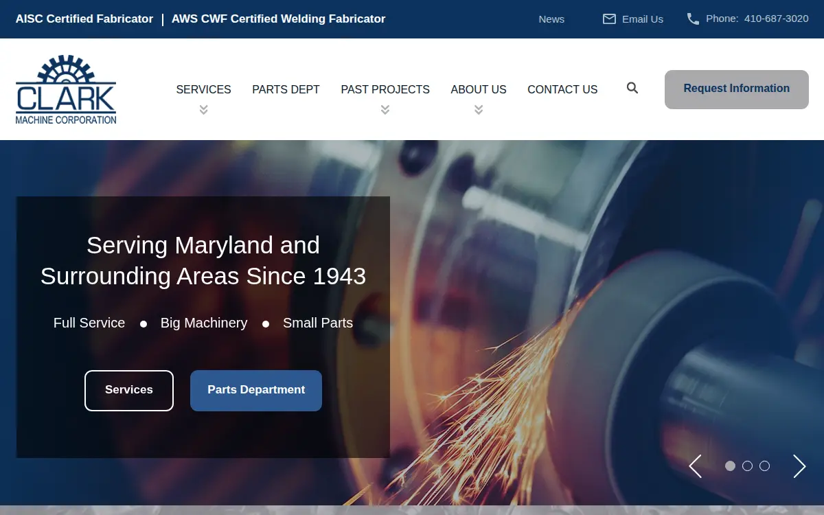 Homepage of Clark Machine Corporation