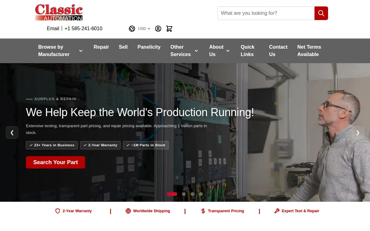 Homepage of Classic Automation LLC