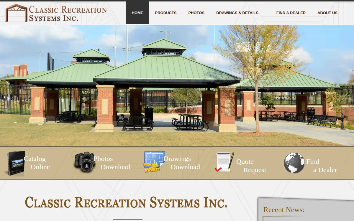 Homepage of Classic Recreation Systems, INC