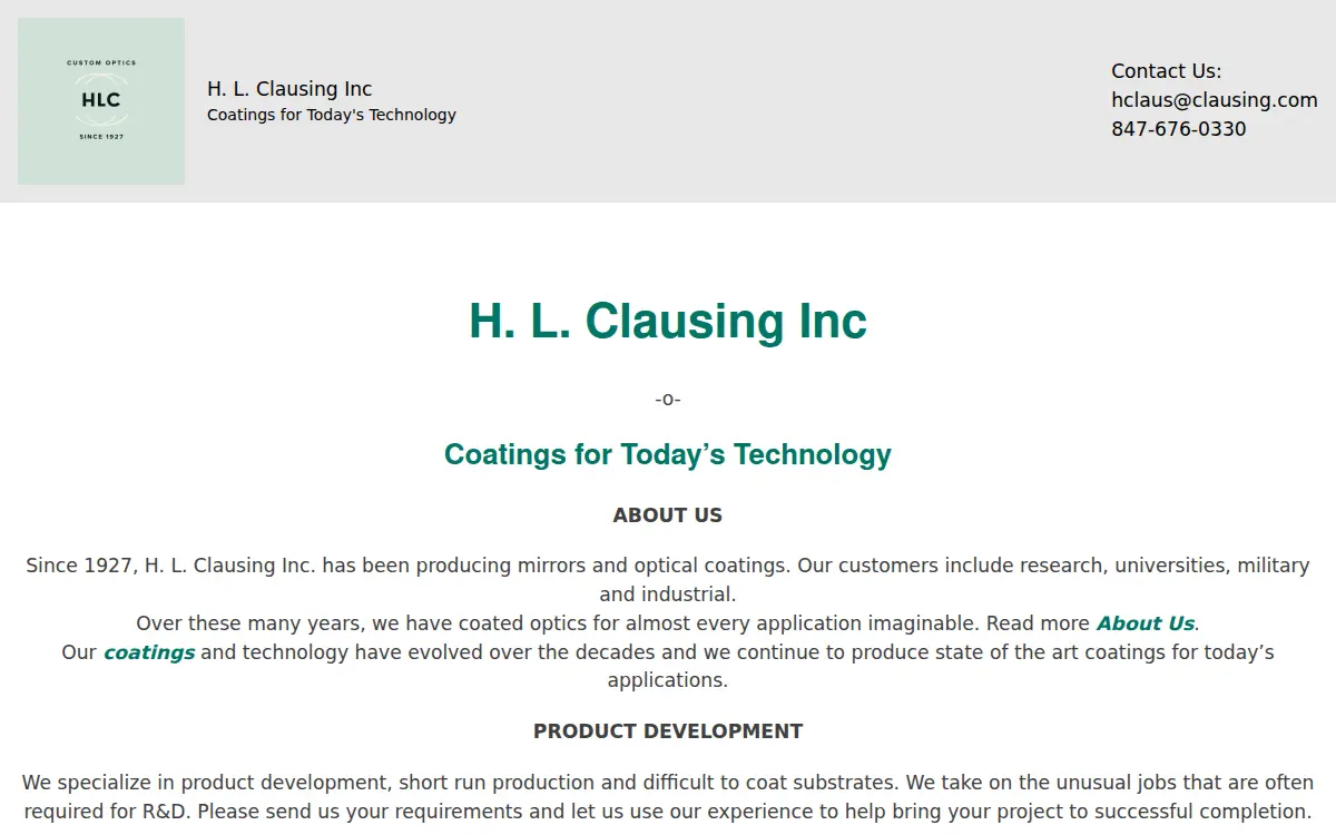Homepage of H L Clausing INC