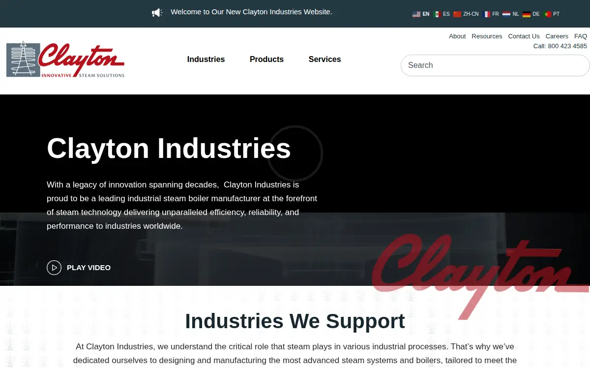Homepage of Clayton Manufacturing Company
