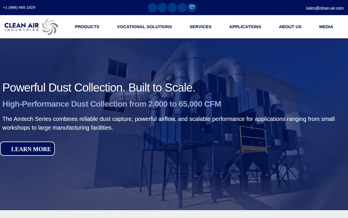 Homepage of Clean Air Pci, LLC