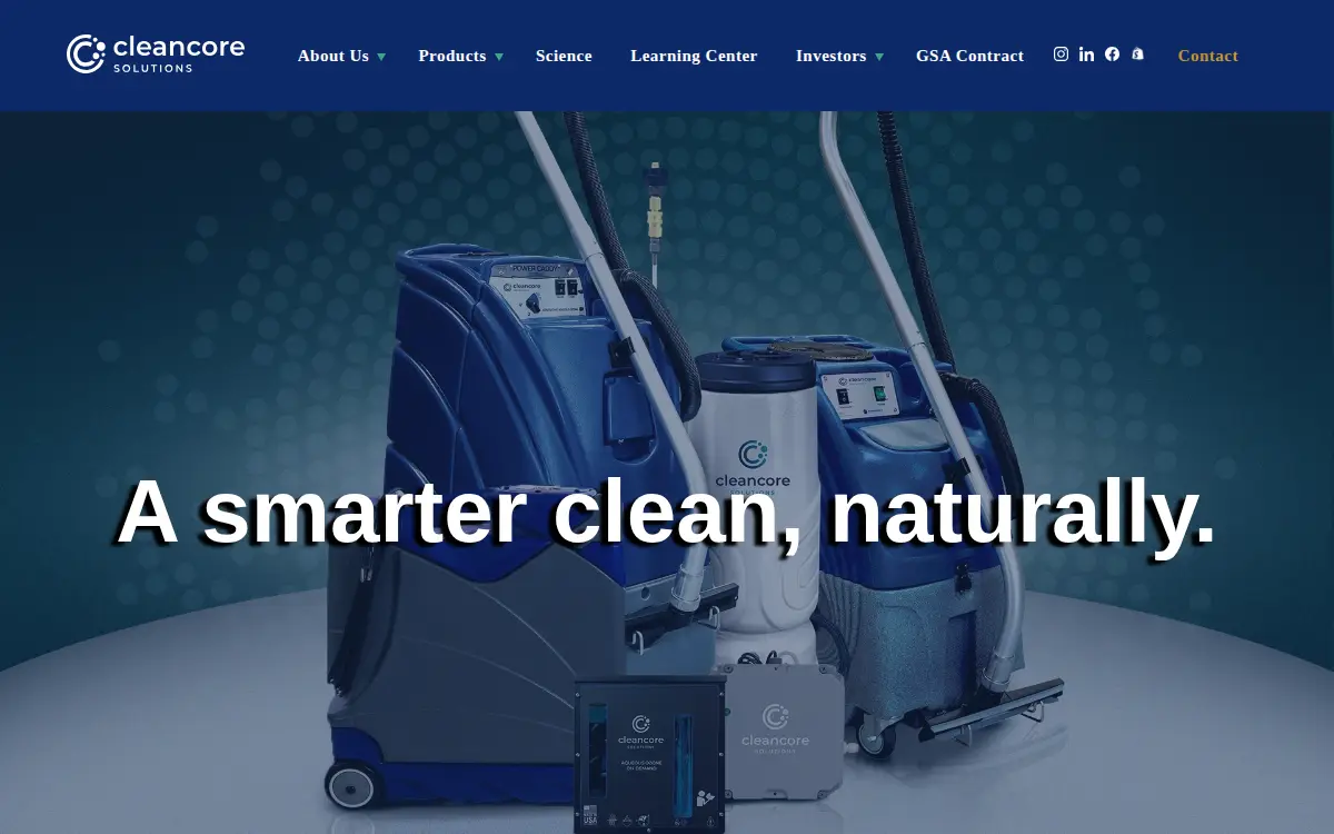 Homepage of Cleancore Solutions, INC.