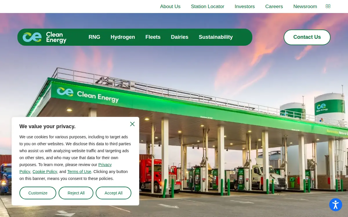 Homepage of Clean Energy Fuels CORP.