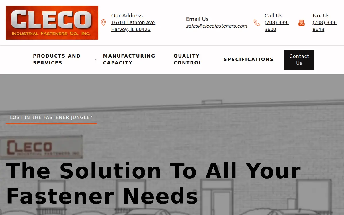 Homepage of Cleco Industrial Fasteners Company, INC.