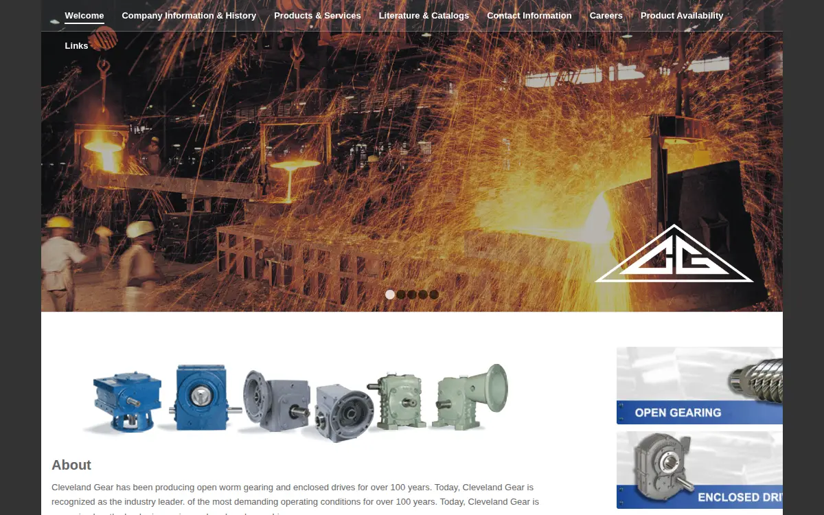 Homepage of Cleveland Gear Company, INC.