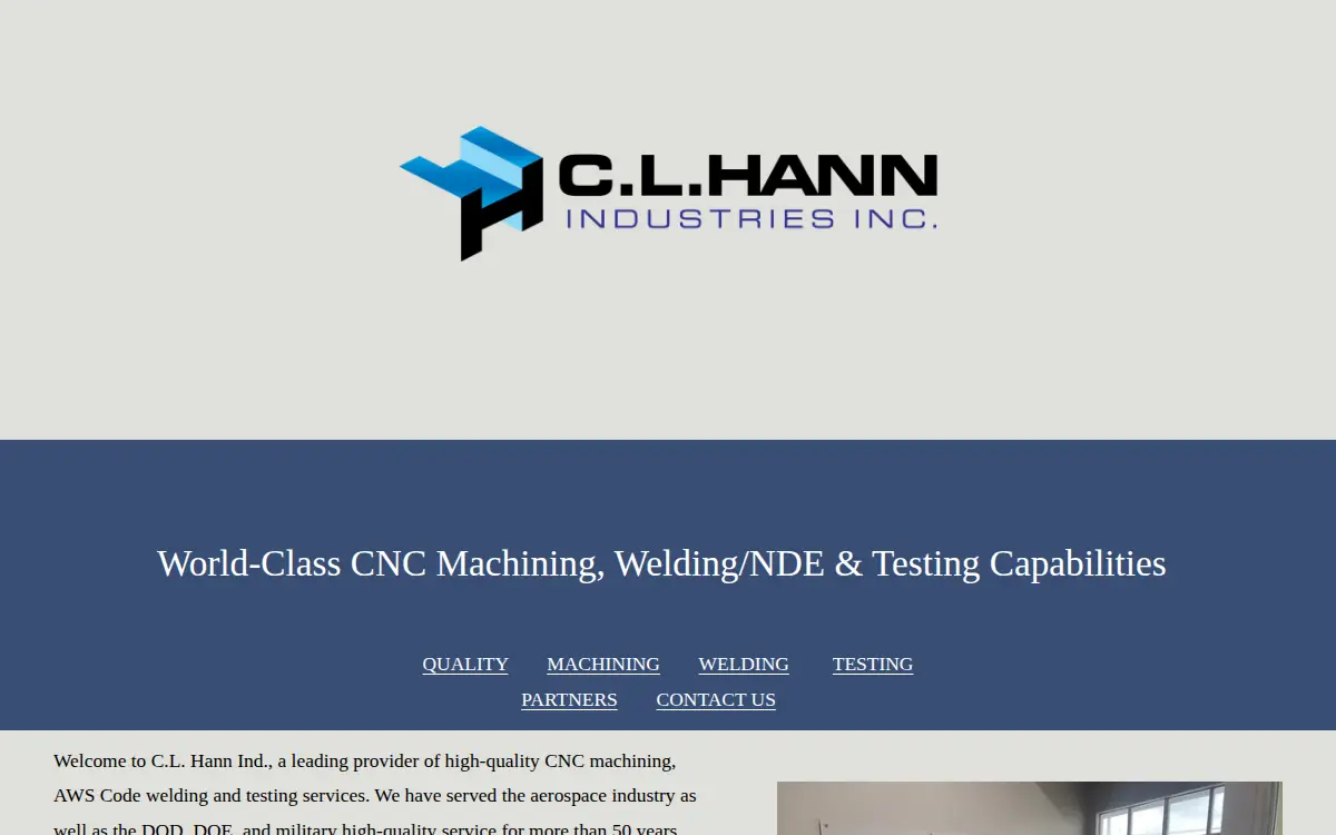Homepage of C.l. Hann Industries, INC.