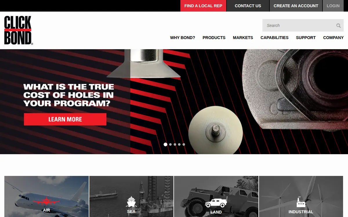 Homepage of Click Bond INC