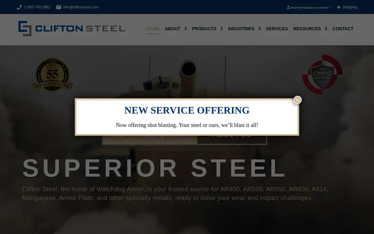 Homepage of Clifton Steel CO