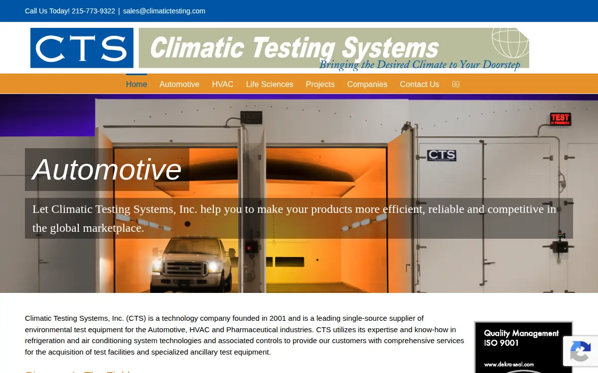 Homepage of Climatic Testing Systems INC