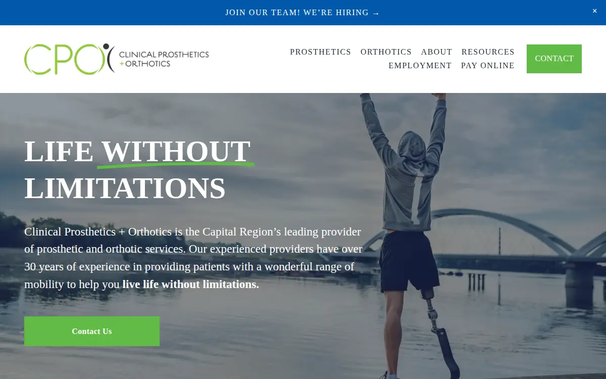 Homepage of Clinical Prosthetics & Orthotics LLC