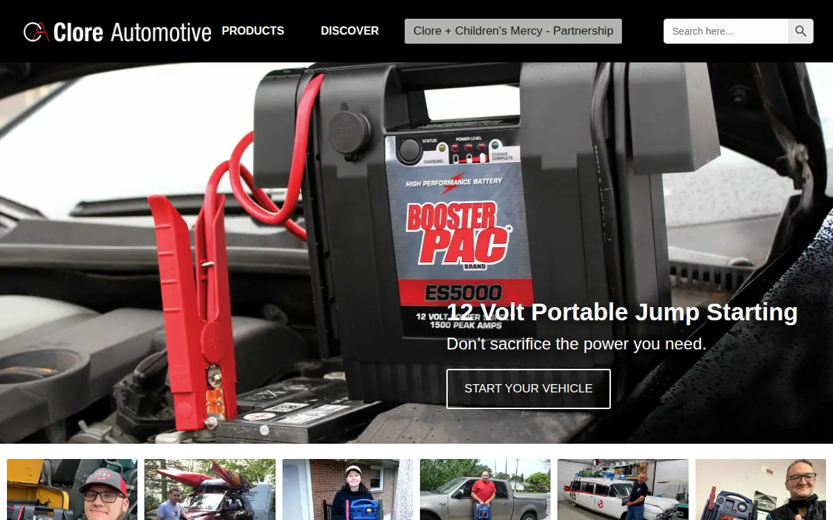 Homepage of Clore Automotive, LLC