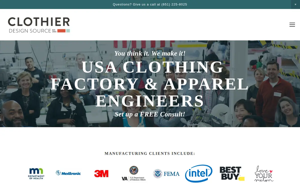 Homepage of Clothier Design Source, LLC