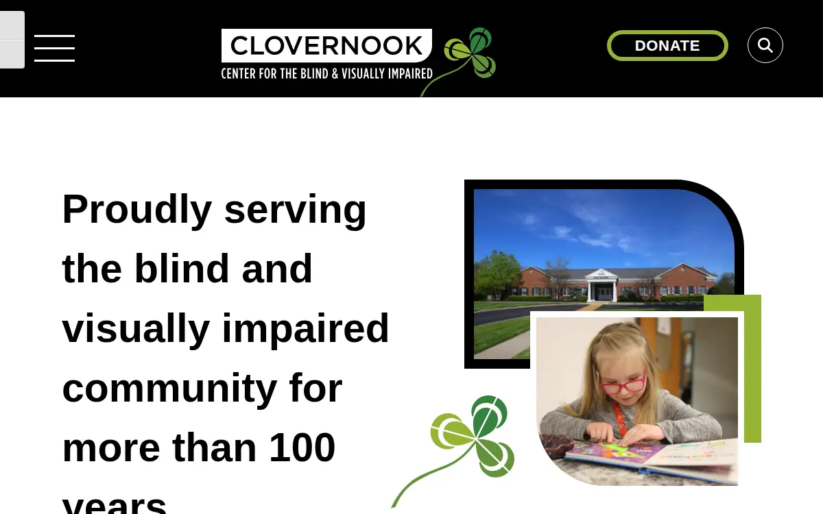 Homepage of Clovernook Center for the Blind & Visually Impaired