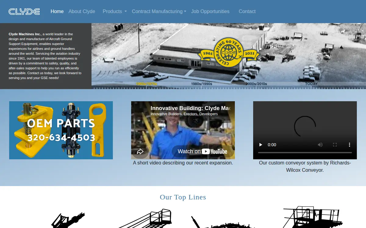 Homepage of Clyde Machines INC