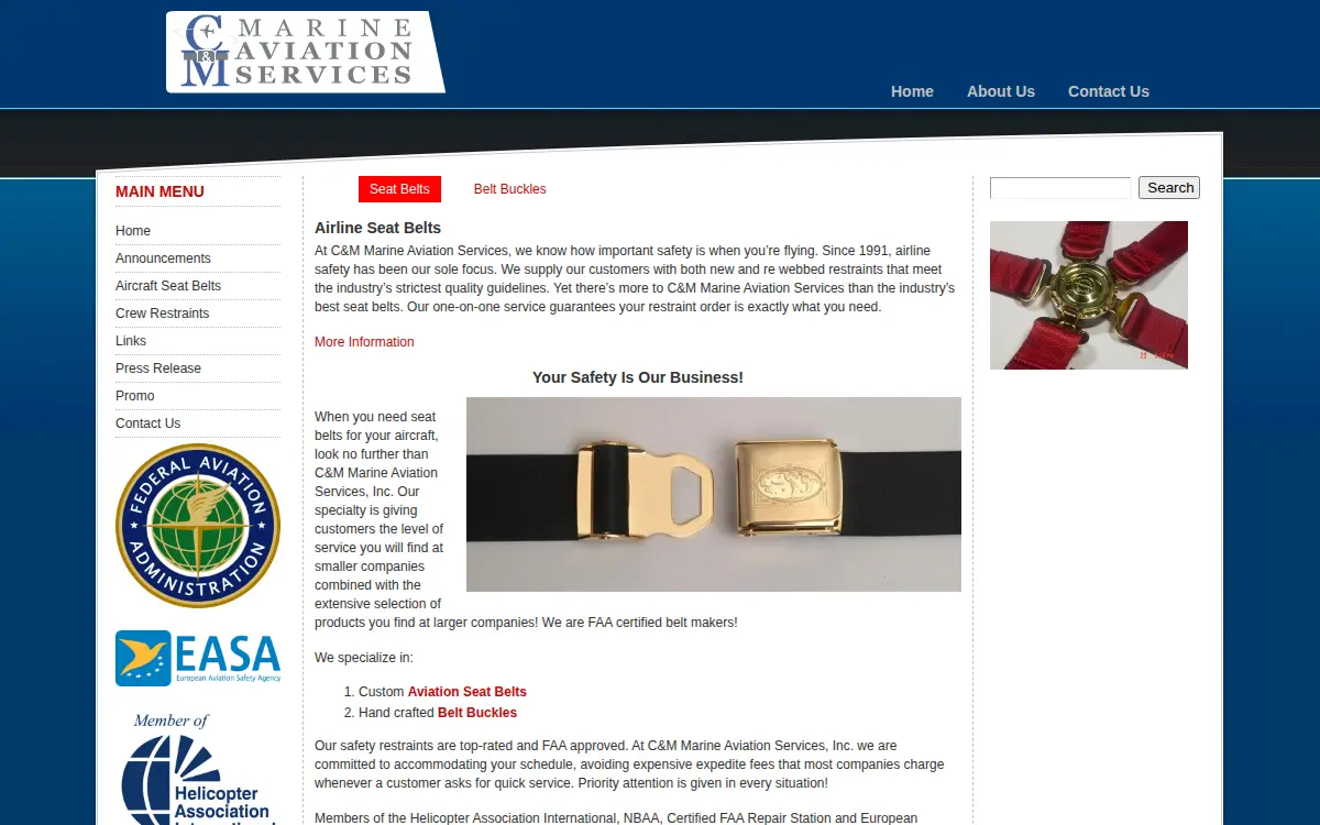Homepage of C&m Marine Aviation Services, INC.