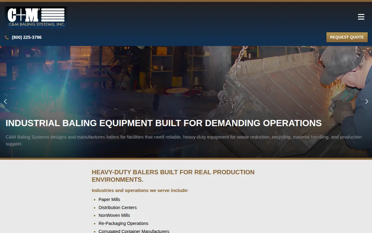 Homepage of C & M Baling Systems, INC.