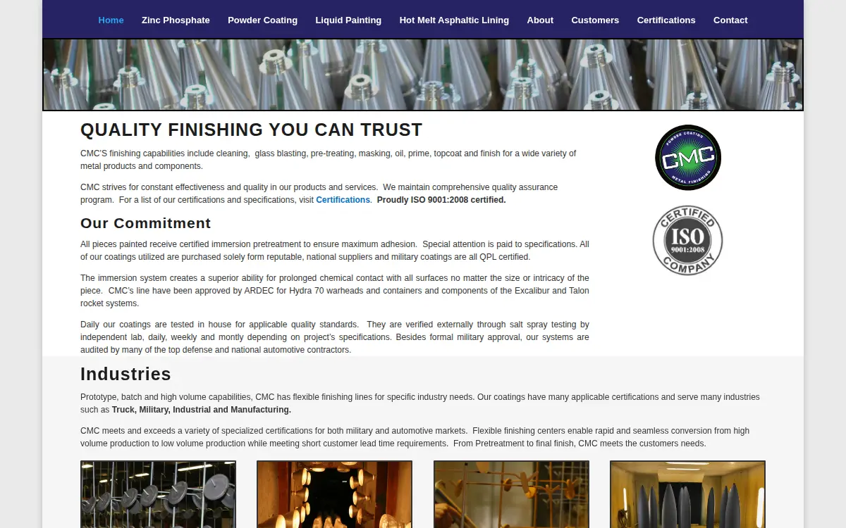Homepage of Commercial Manufacturing Company, INC.