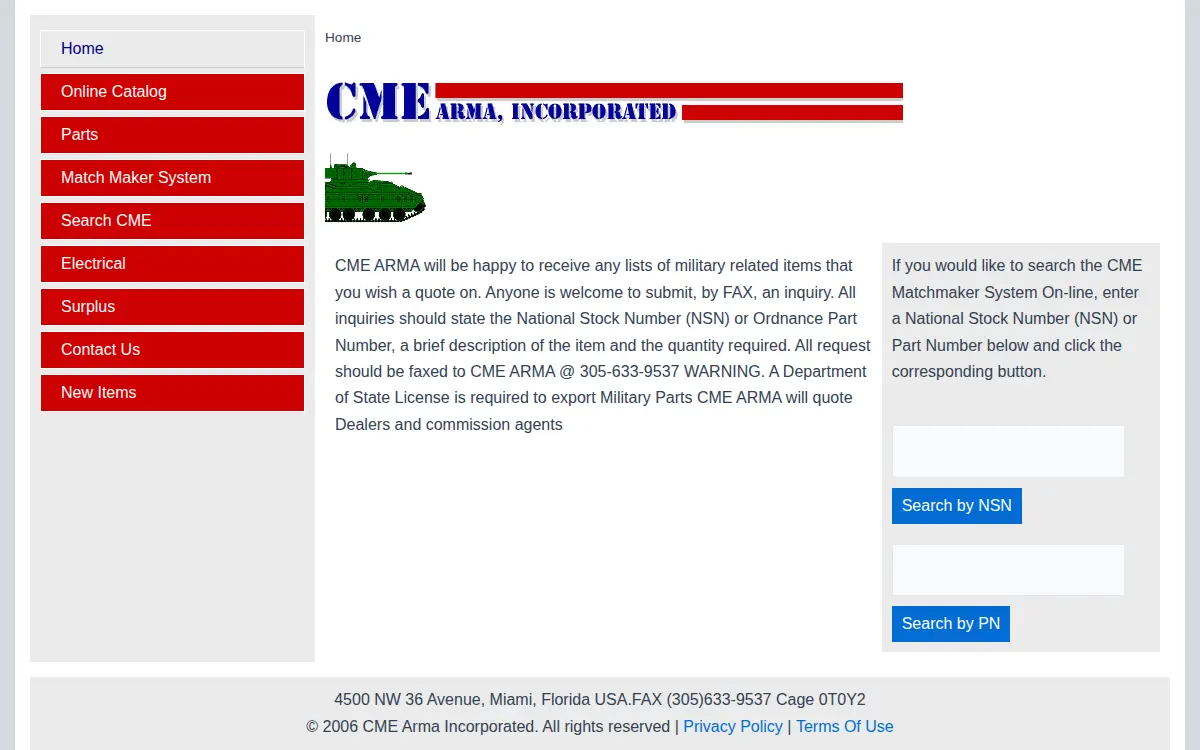 Homepage of Cme Arma, INC.
