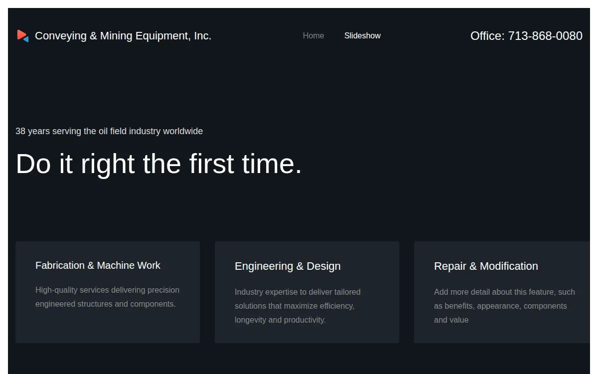 Homepage of Conveying & Mining Equipment, INC.