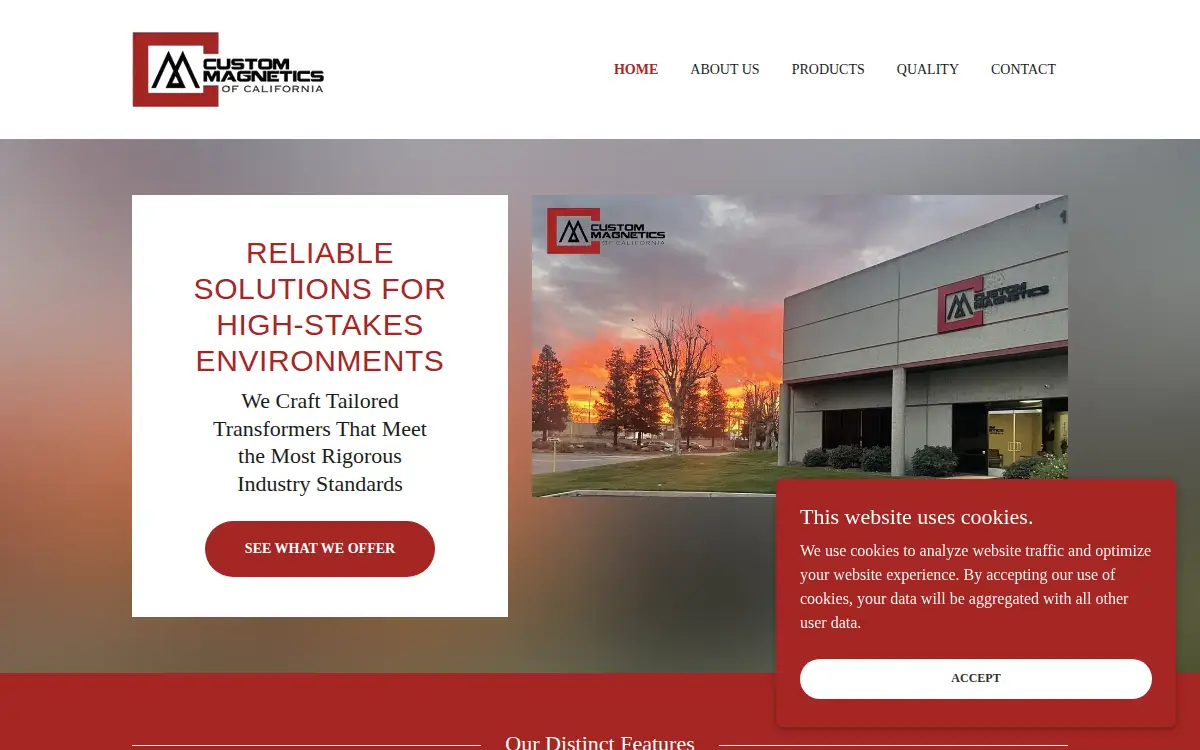 Homepage of Custom Magnetics of California INC