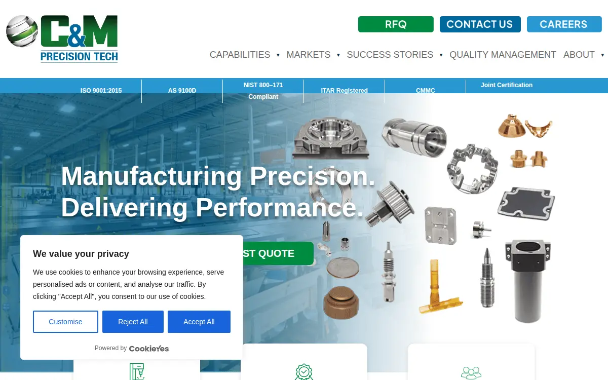 Homepage of C&m Machine Products, INC.