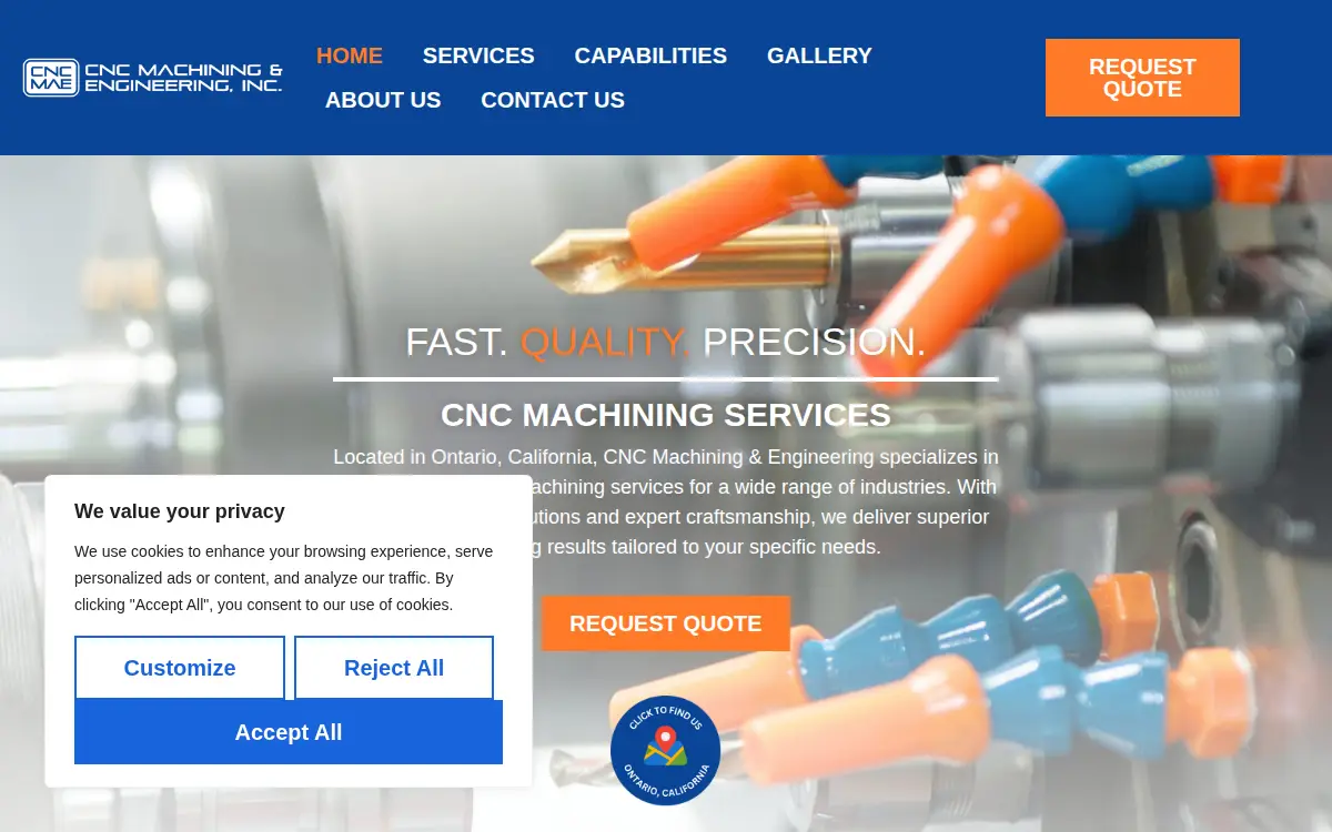 Homepage of Cnc Machining & Engineering INC