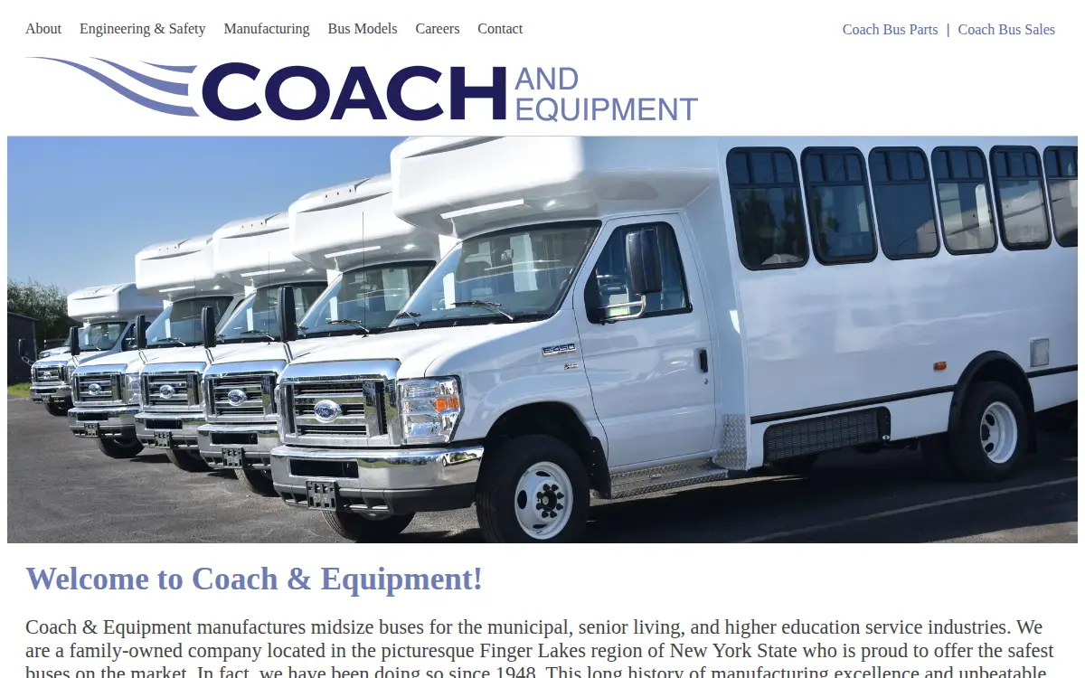 Homepage of Coach & Equipment Manufacturing CORP.