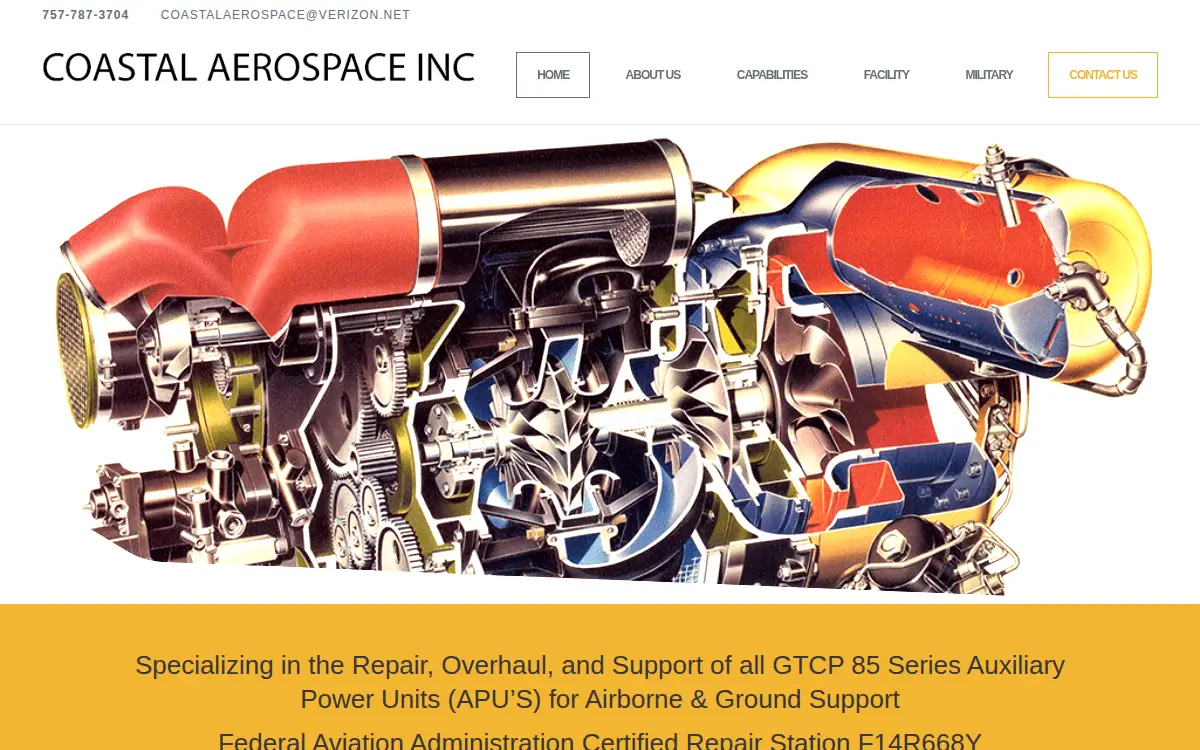 Homepage of Coastal Aerospace, INC.