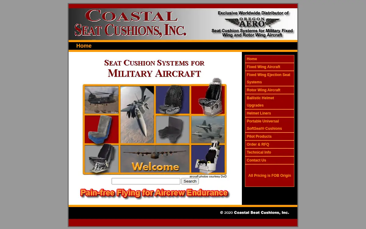 Homepage of Coastal Seat Cushions INC