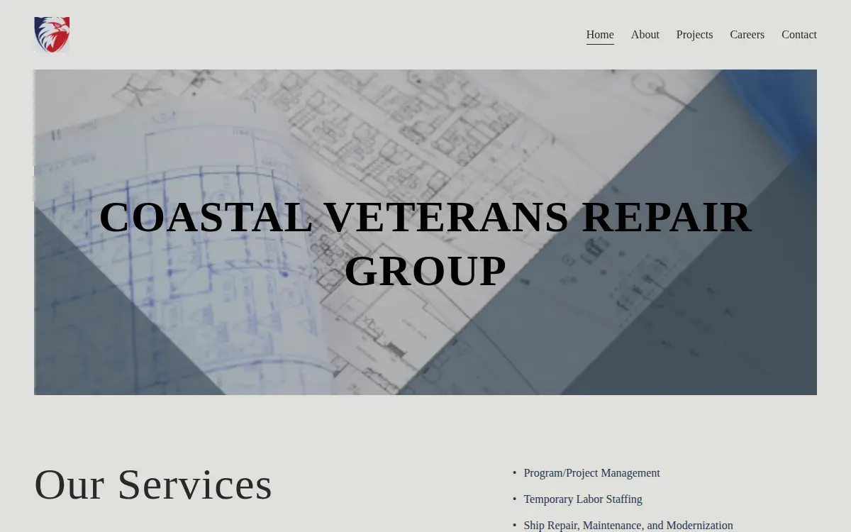 Homepage of Coastal Veterans Repair Group LLC