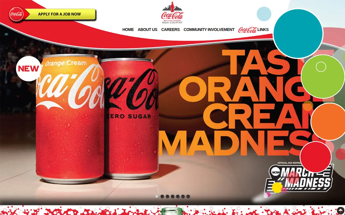 Homepage of Coca-cola Bottling Company High Country